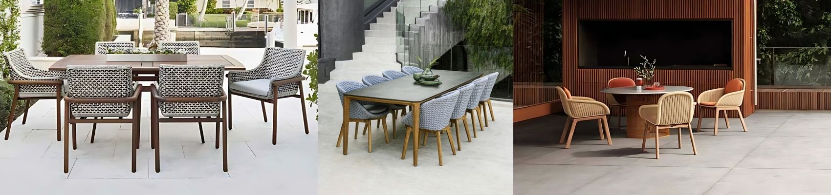 Outdoor Wood & Wicker Dining Set