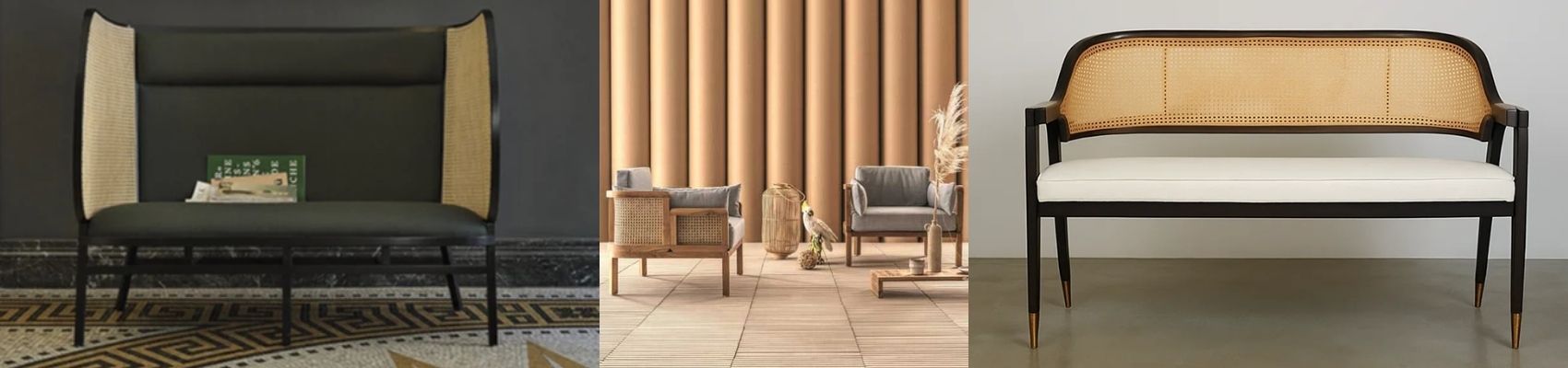 Wood Cane & Rattan Sofa Set | लकड़ी और रतन / केन सोफा सेट | Stylish Wooden Sofa Sets Furniture by Luxox