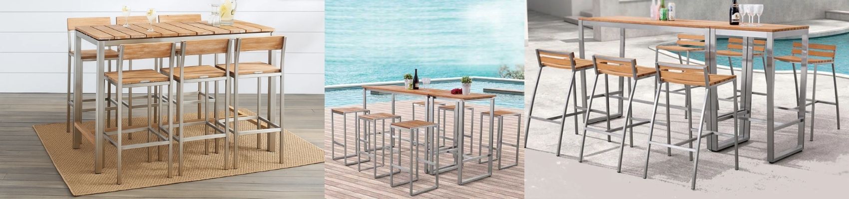 Outdoor Wood & Steel Combination Bar Sets