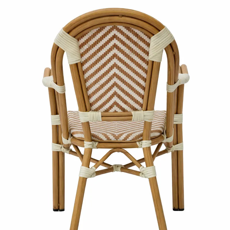 Belle Rattan Classique French Bistro Cane & Wicker Coffee Chair | Aluminium Frame | Stackable Café & Patio Chair