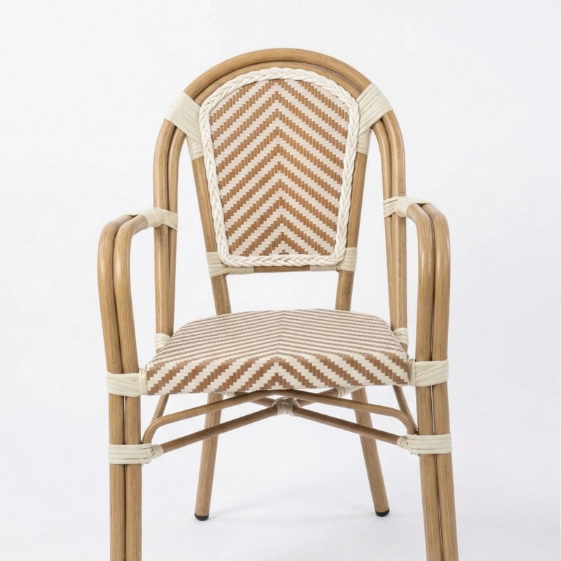Belle Rattan Classique French Bistro Cane & Wicker Coffee Chair | Aluminium Frame | Stackable Café & Patio Chair