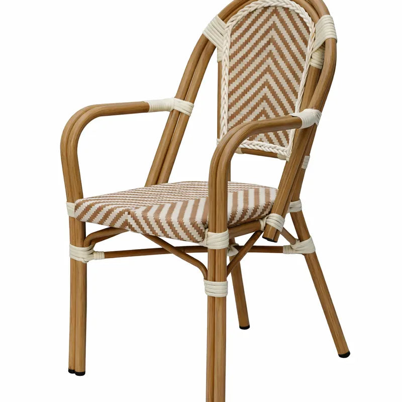 Belle Rattan Classique French Bistro Cane & Wicker Coffee Chair | Aluminium Frame | Stackable Café & Patio Chair