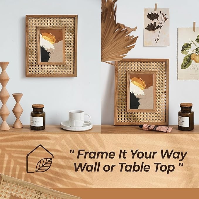 Cane & Rattan Photo Frame Premium Teak Wood & HD Glass I Rattan Cane Webbing- Accessories- CasaCane 2