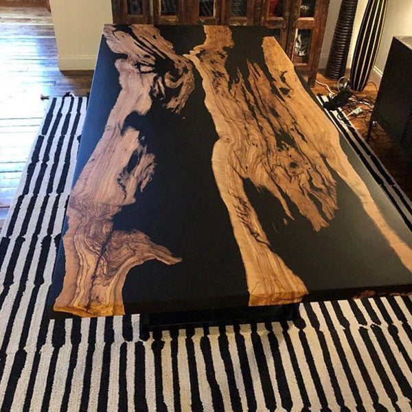Epoxy Resin River table, Black Sea Table - Dining Table - DarkFusion
