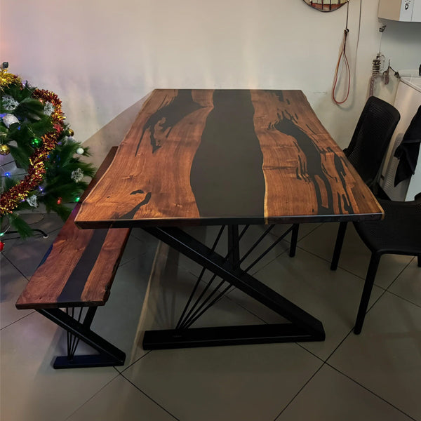 Epoxy Resin River table, Black Sea Table - Dining Table - EbonStream