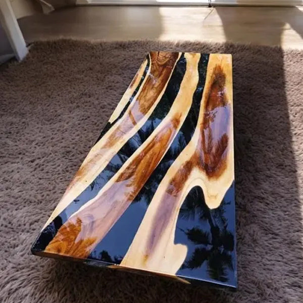 Epoxy Resin River table, Black Sea Table - Dining Table - EbonStream