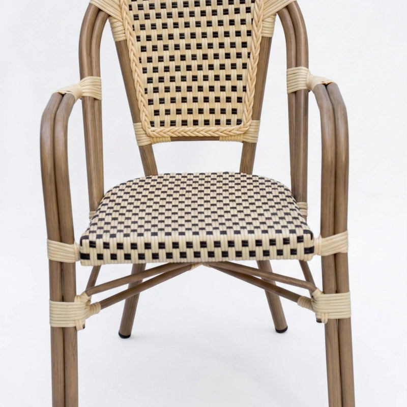 Le Patrimoine French Bistro Cane & Wicker Coffee Chair | Aluminium Frame | Stackable Café & Patio Chair
