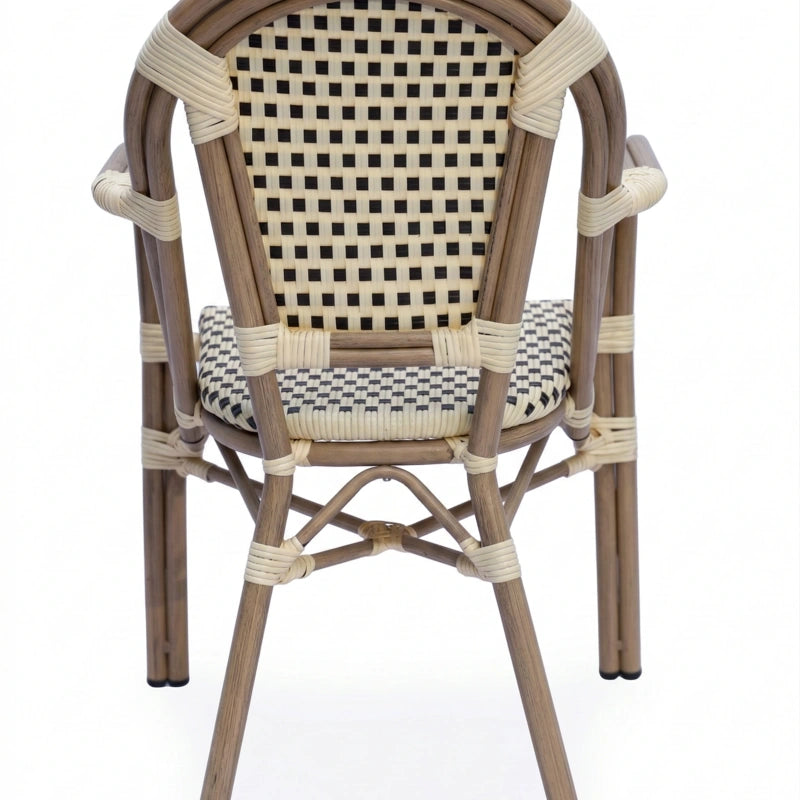 Le Patrimoine French Bistro Cane & Wicker Coffee Chair | Aluminium Frame | Stackable Café & Patio Chair