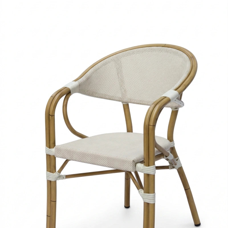 Le Raffiné French Bistro Cane & Wicker Coffee Chair | Aluminium Frame | Stackable Café & Patio Chair
