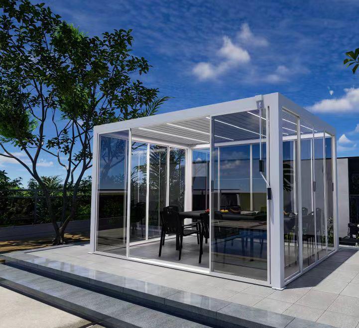 Lumière Louvre Pavilion Retractable Metal Gazebo | Motorised & Manual Roof | Heavy-Duty Outdoor Structure India