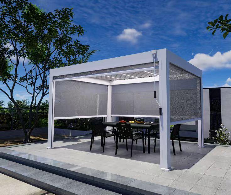 Lumière Louvre Pavilion Retractable Metal Gazebo | Motorised & Manual Roof | Heavy-Duty Outdoor Structure India blind
