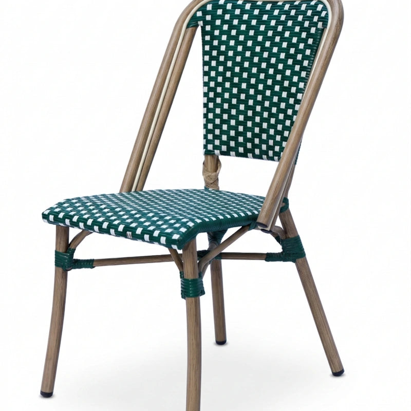 Maison Prestige French Bistro Cane & Wicker Coffee Chair | Aluminium Frame | Stackable Café & Patio Chair