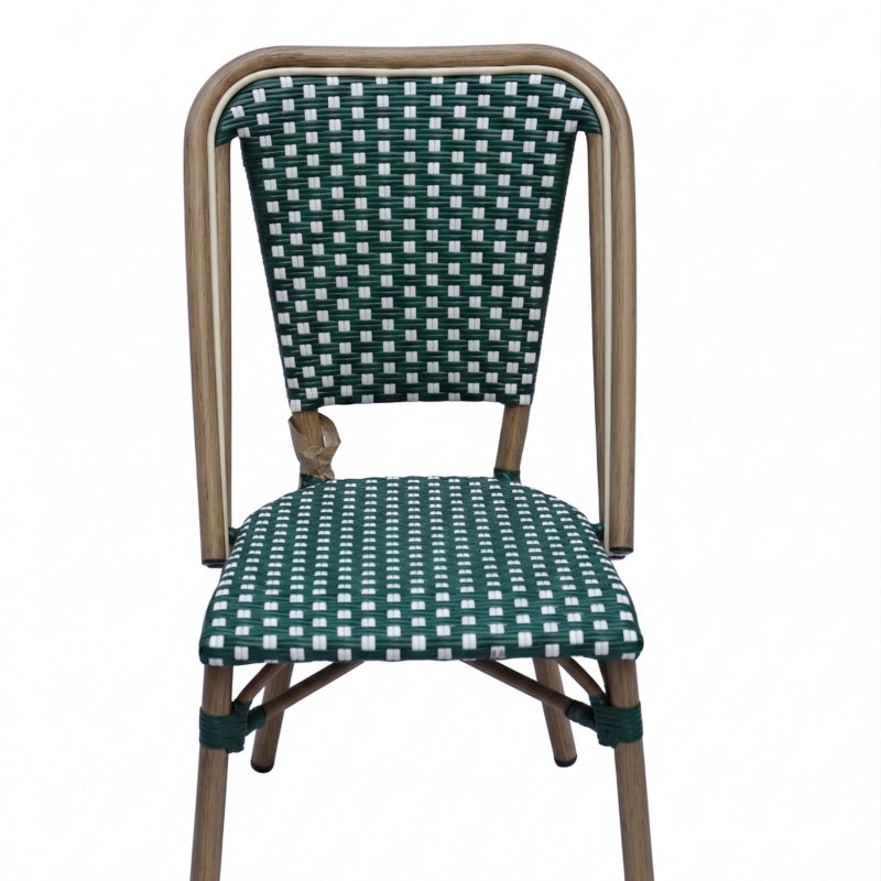 Maison Prestige French Bistro Cane & Wicker Coffee Chair | Aluminium Frame | Stackable Café & Patio Chair