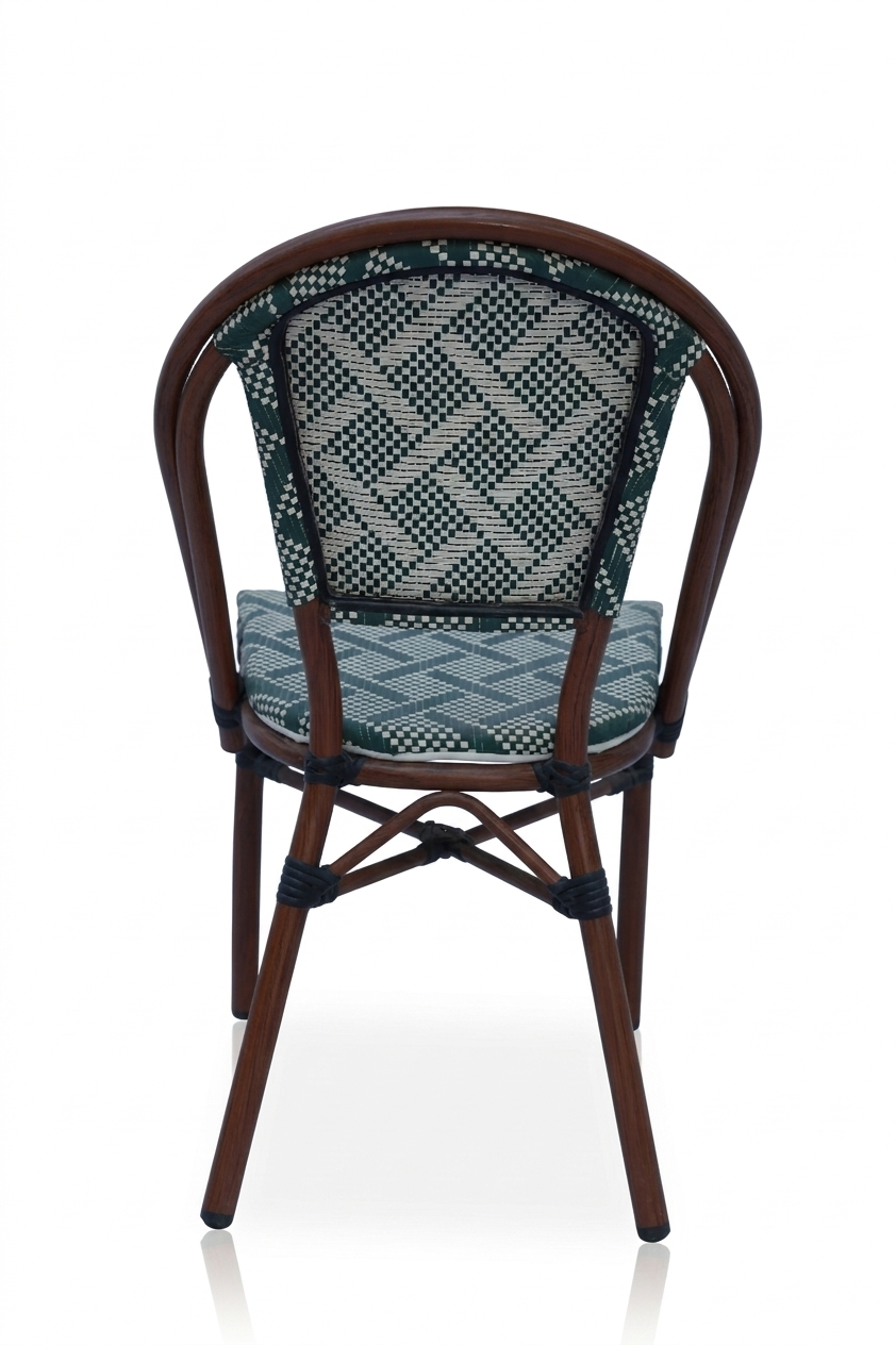 Montclair French Bistro Cane & Wicker Coffee Chair | Aluminium Frame | Stackable Café & Patio Chair back
