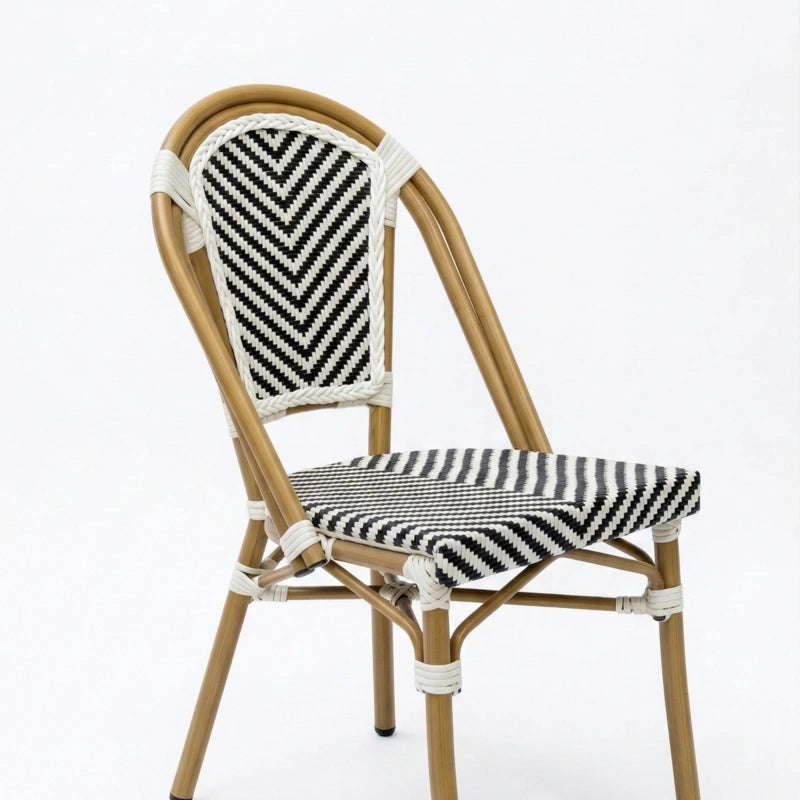 Noir Cannage French Bistro Cane & Wicker Coffee Chair | Aluminium Frame | Stackable Café & Patio Chair
