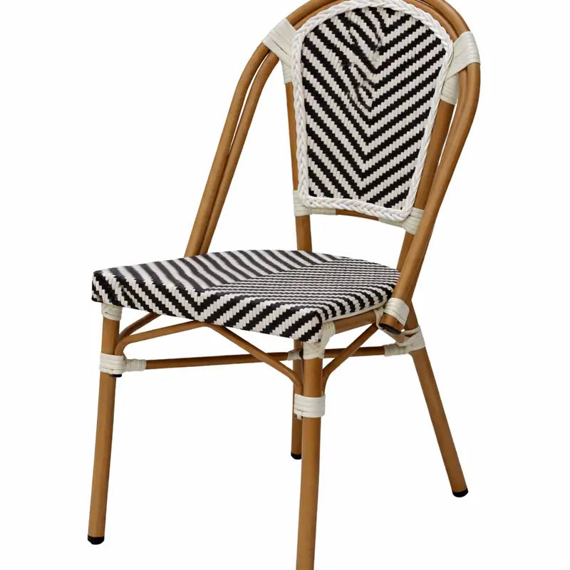 Noir Cannage French Bistro Cane & Wicker Coffee Chair | Aluminium Frame | Stackable Café & Patio Chair