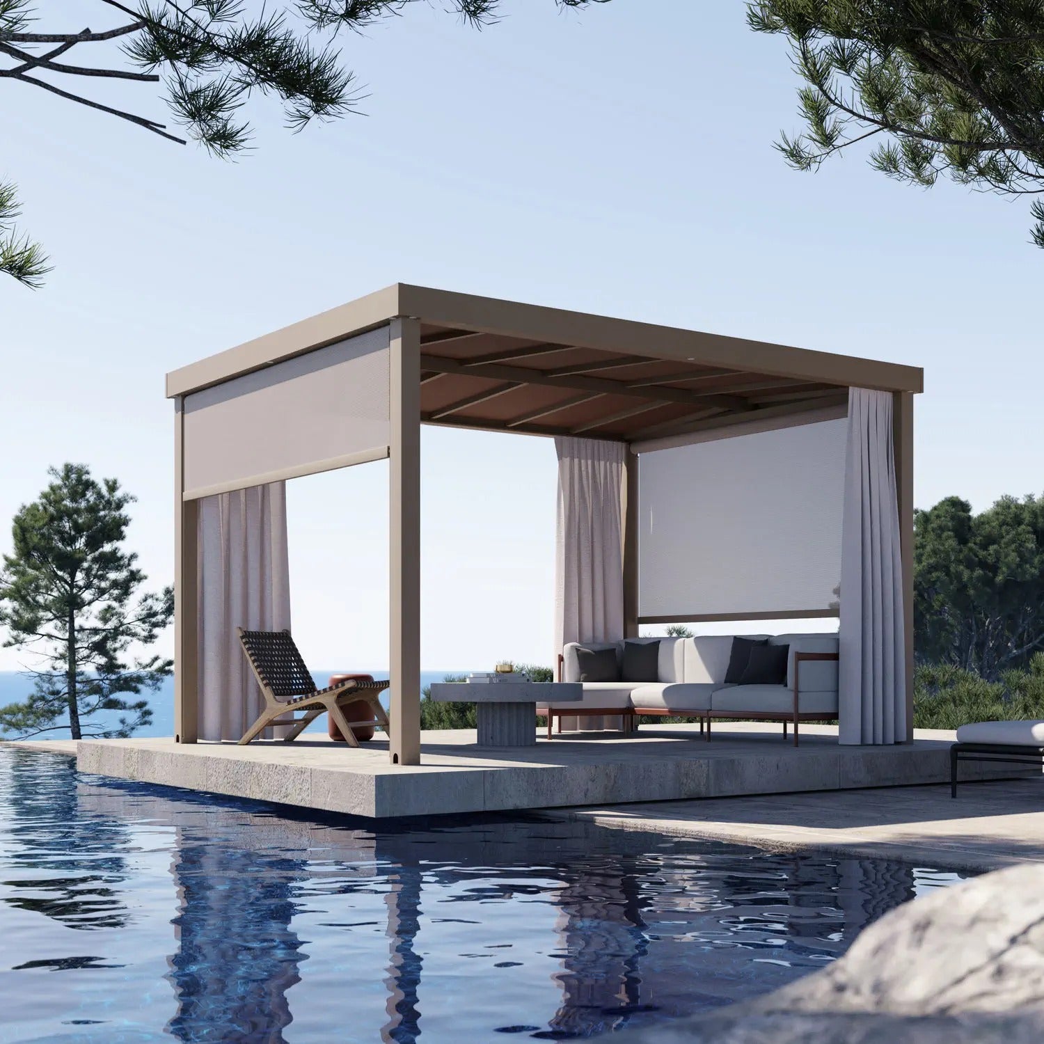 Sunlit Ripples Retractable Metal Gazebo | Motorised & Manual Roof | Heavy-Duty Outdoor Structure India