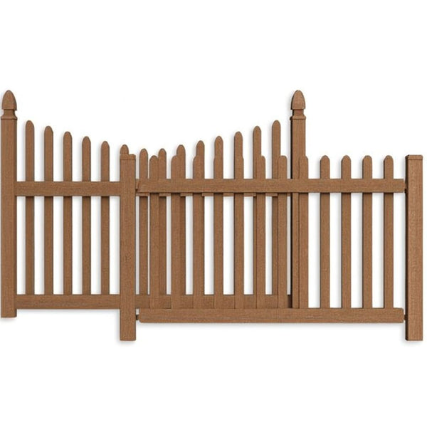 WPC Picket Fence Garden Fencing - Wood Plastic composit - Wooden Finish - WoodAura Garden Fence