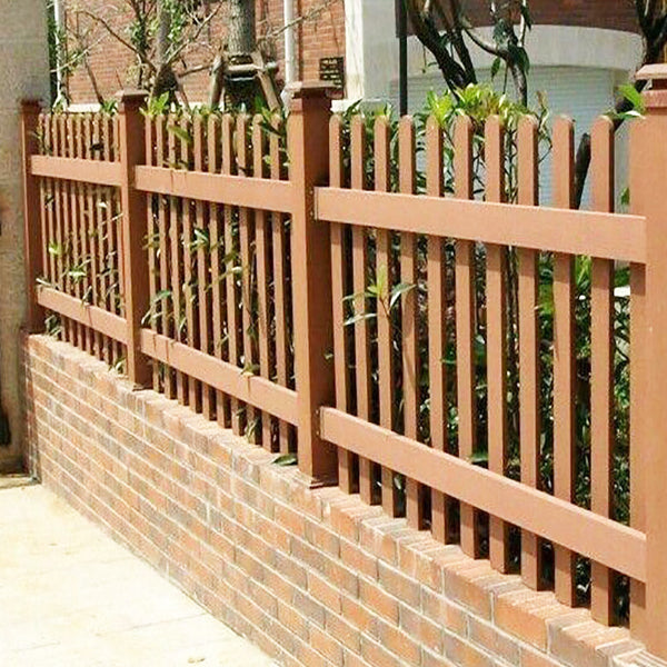 WPC Picket Fence Garden Fencing - Wood Plastic composit - Wooden Finish - WoodAura Garden Fence