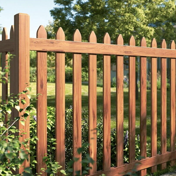 WPC Picket Fence Garden Fencing - Wood Plastic composit - Wooden Finish - WoodAura Garden Fence