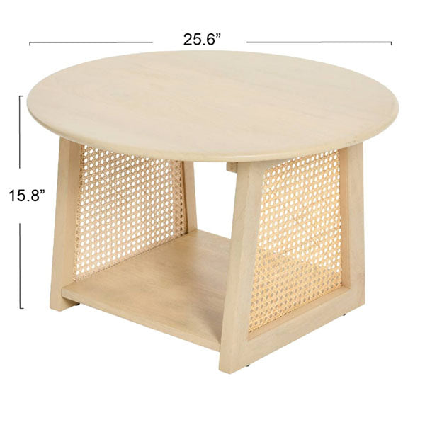 Wooden Cane Rattan Coffee Table - NaturWeave