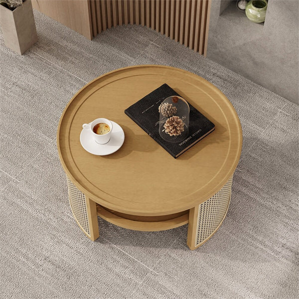 Wooden Cane Rattan Coffee Table - Pureza
