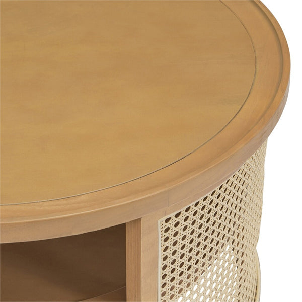 Wooden Cane Rattan Coffee Table - Pureza