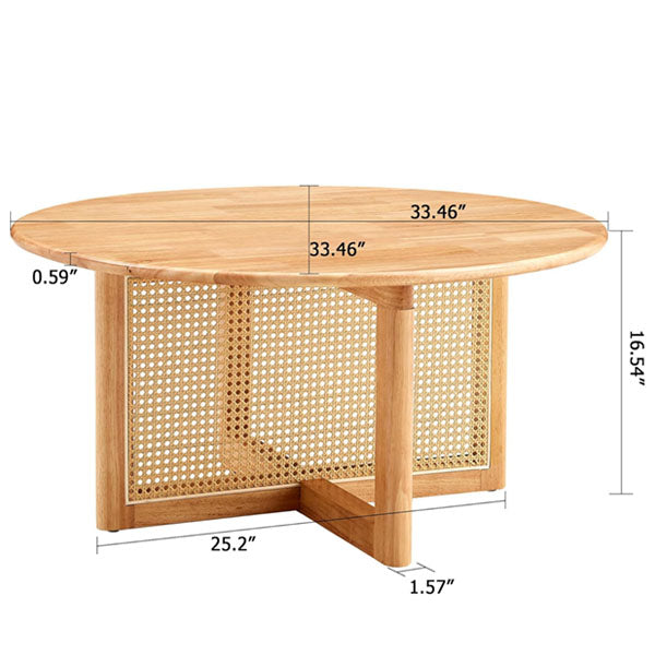 Wooden Cane Rattan Coffee Table - Zest