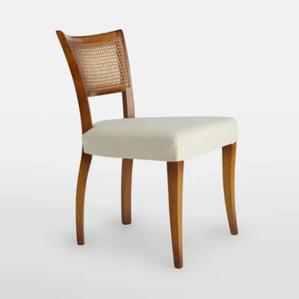 Wooden Cane & Rattan Dining Chair - Sable