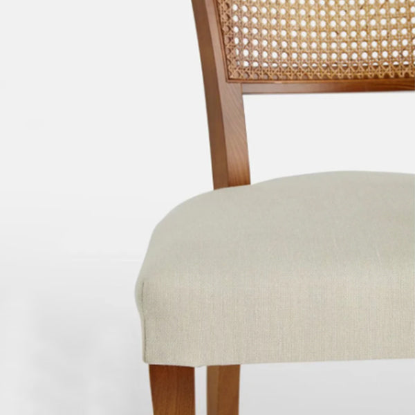 Wooden Cane & Rattan Dining Chair - Sable