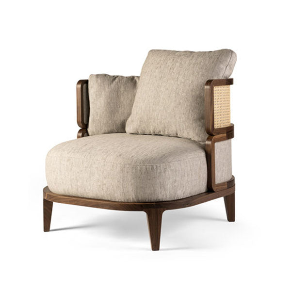 Wooden Cane & Rattan Lounge Chair - Cuddly Throne