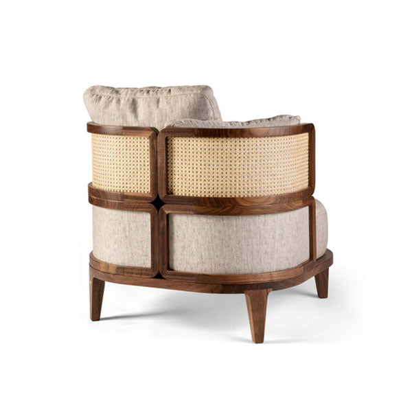 Wooden Cane & Rattan Lounge Chair - Cuddly Throne