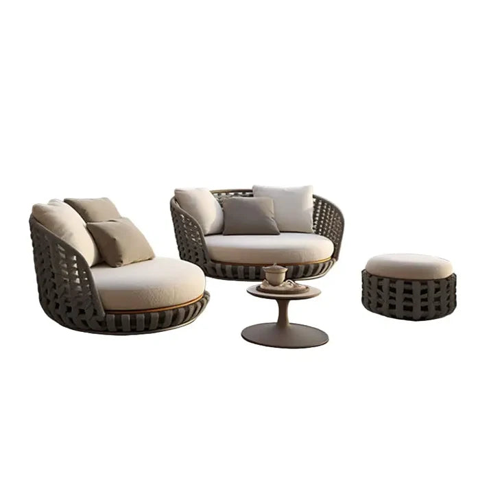 Luxurious Outdoor furniture - Buy Affordable 5 seater Outdoor Braid Rope sofa set with centre table - Buy Outdoor Sofa - Loom From LUXOX INDIA - Outdoor Lounge Chair for garden, terrace and balcony