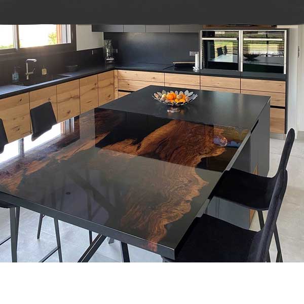 Epoxy Resin River table, Black Sea Table - Dining Table - Creole
