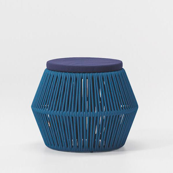 Outdoor patio Braid and Rope Puff Stool Foot-On - South Bell