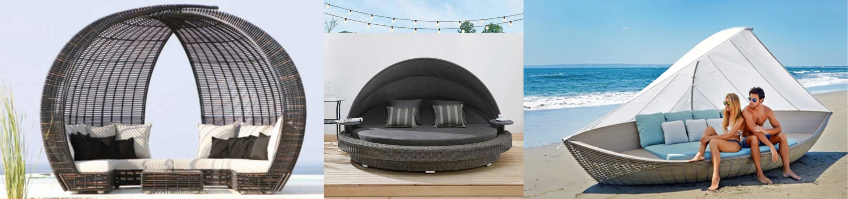 Outdoor Wicker Canopy Bed