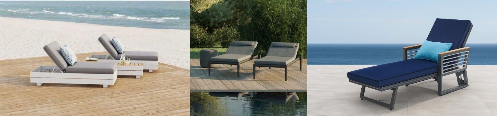 Outdoor Wood & Aluminum Combo Sun Lounger