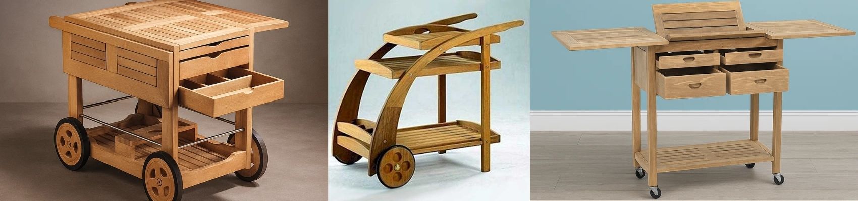 Outdoor Wooden Serving Trolley