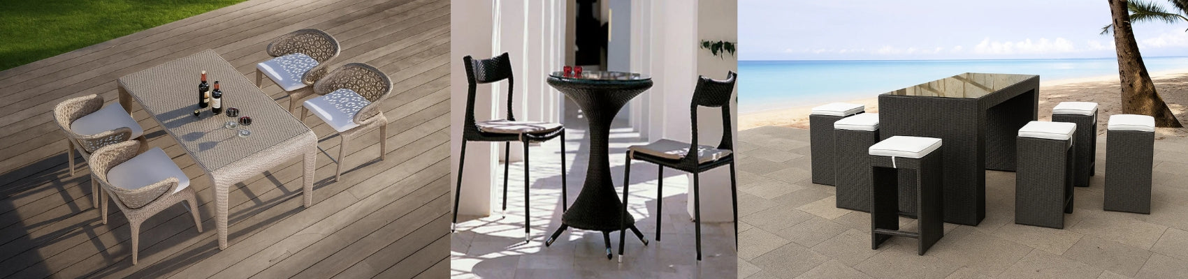 Outdoor Wicker Bar Chairs & Table Set | आउटडोर बार चेयर और टेबल सेट / Patio Furniture For Balcony & Terrace By Luxox