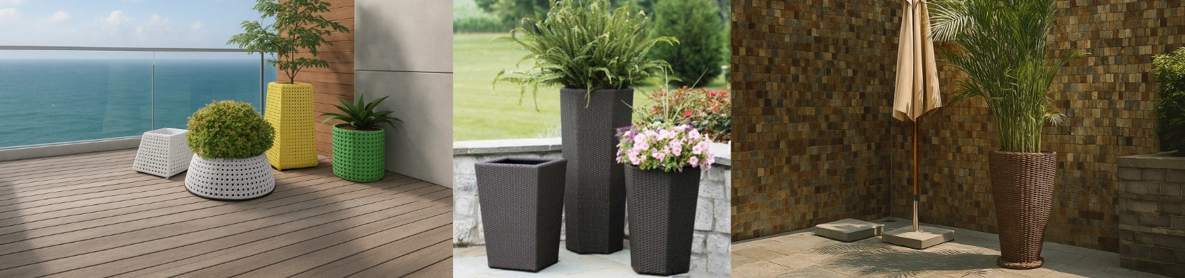 Outdoor Wicker Planters