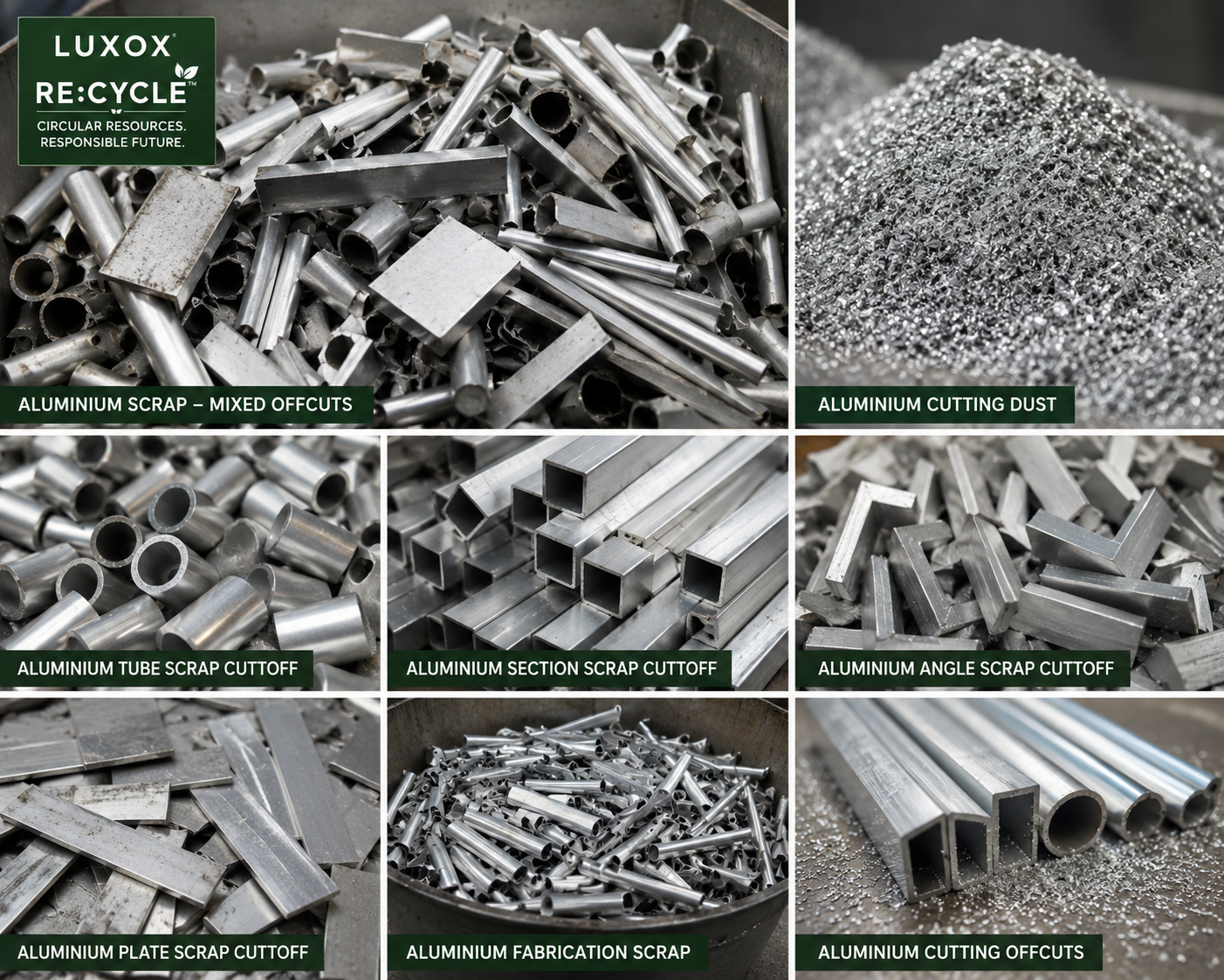 Aluminium Scrap – Tube, Section, Angle, Plate Offcuts & Cutting Dust