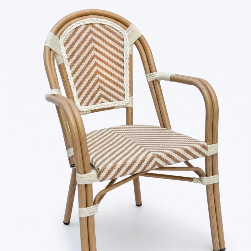 Belle Rattan Classique French Bistro Cane & Wicker Coffee Chair | Aluminium Frame | Stackable Café & Patio Chair
