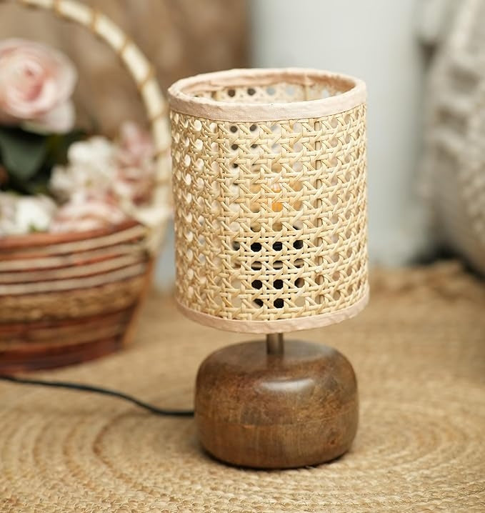 Cane & Rattan Lamp Premium Teak Wood  I Rattan Cane Webbing- Accessories- Lattura