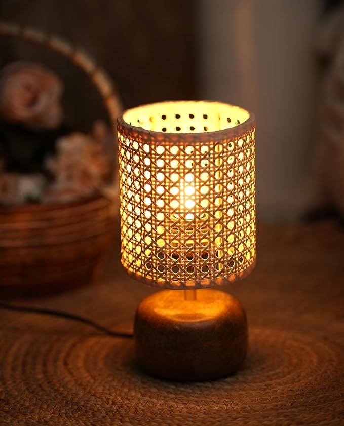 Cane & Rattan Lamp Premium Teak Wood  I Rattan Cane Webbing- Accessories- Lattura 3