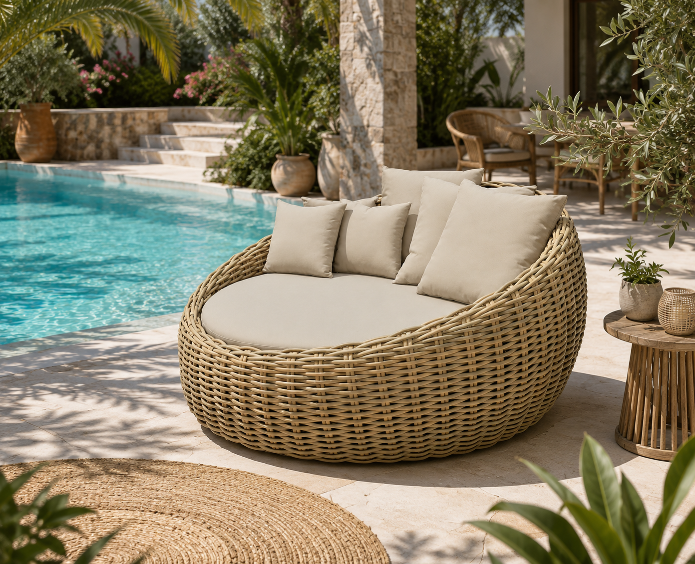 Great Scallop Willow Edition – Luxury Outdoor Wicker Canopy Bed