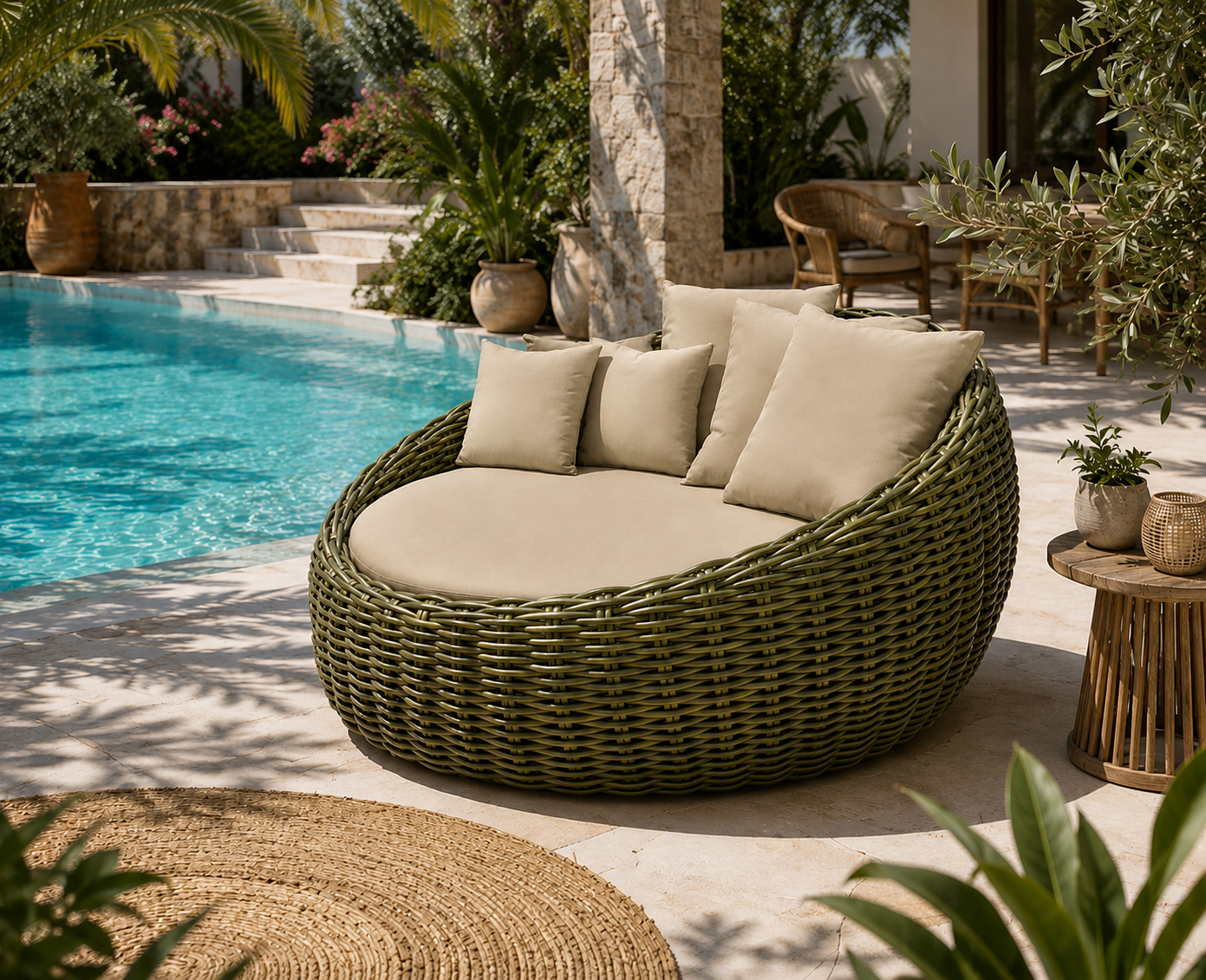 Great Scallop Willow Edition – Luxury Outdoor Wicker Canopy Bed