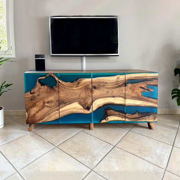Epoxy Resin Furniture - LCD Chest - AquaStream TV Console
