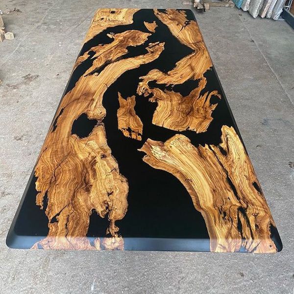 Epoxy Resin River table, Black Sea Table - Dining Table - DarkFusion