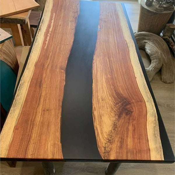 Epoxy Resin River table, Black Sea Table - Dining Table - EbonStream