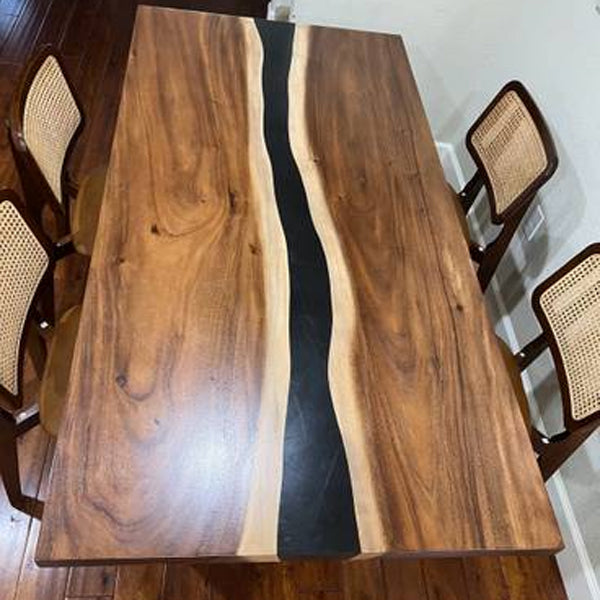 Epoxy Resin River table, Black Sea Table - Dining Table - EbonStream 